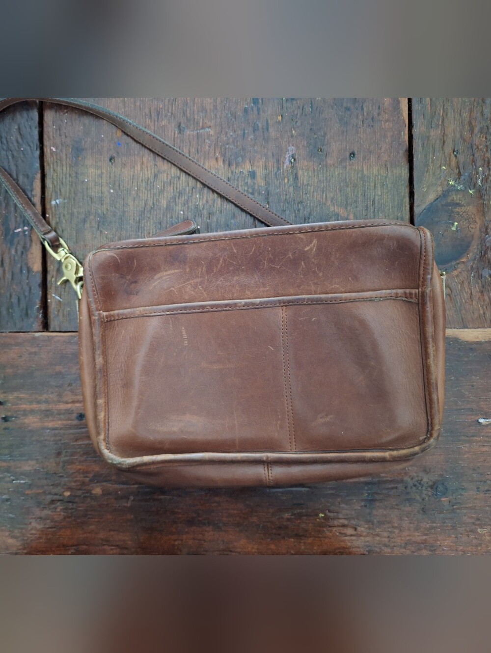 VINTAGE COACH Brown Leather Crossbody Bag